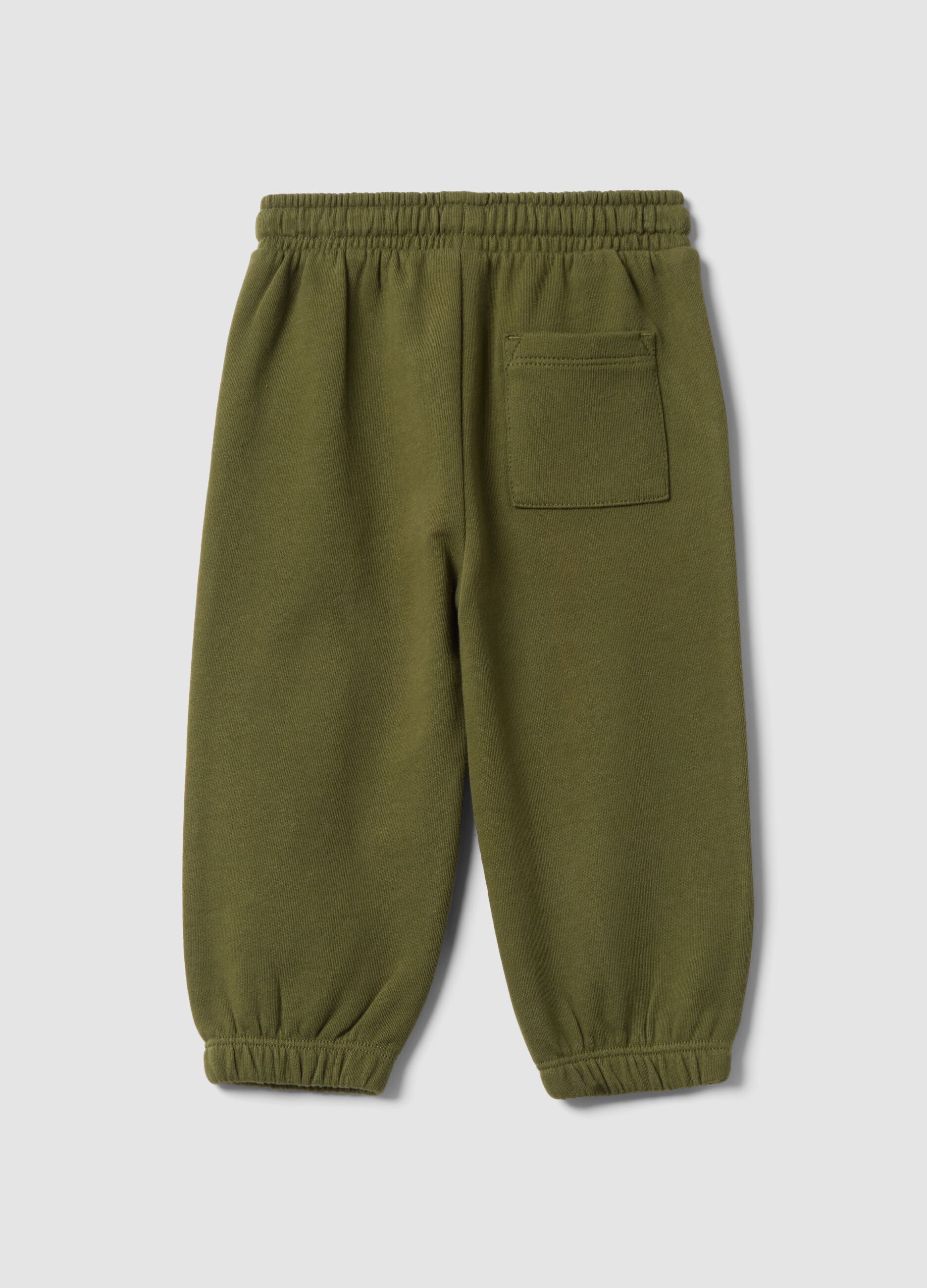 Green pure cotton jogger trousers with car print for boys