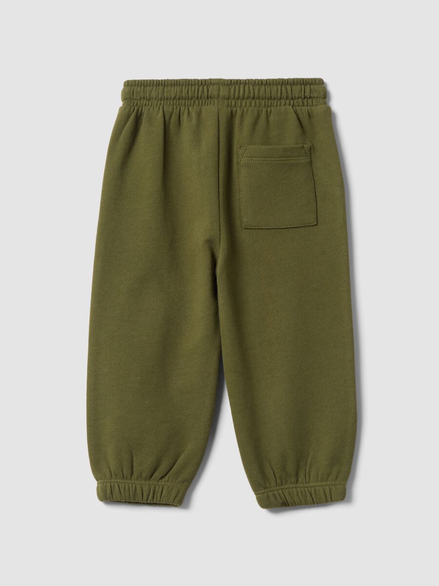 Pantaloni jogger verdi in puro cotone con stampa macchina per bimbo_1