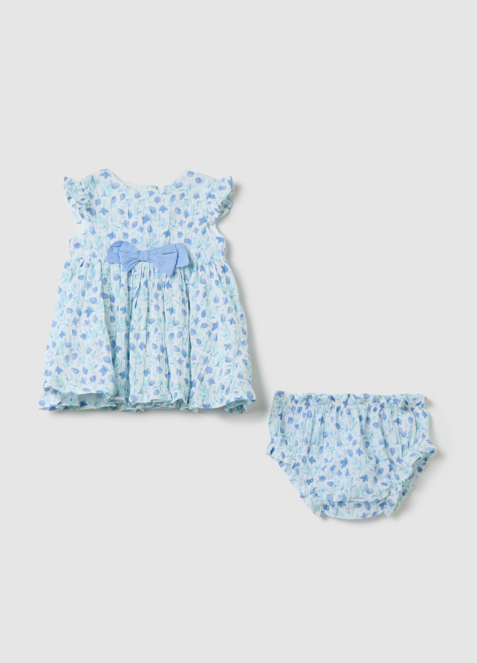 Light blue floral dress and culottes set