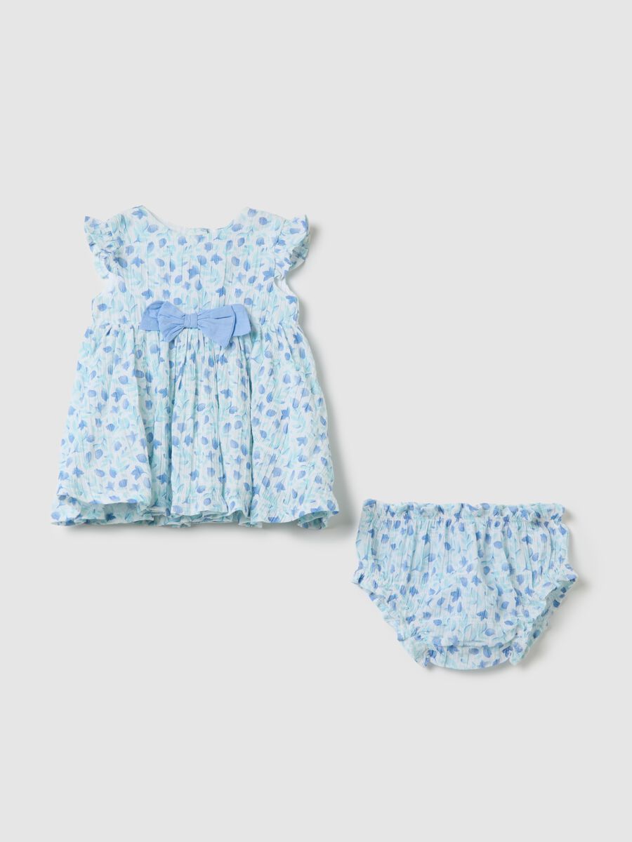 Light blue floral dress and culottes set_0