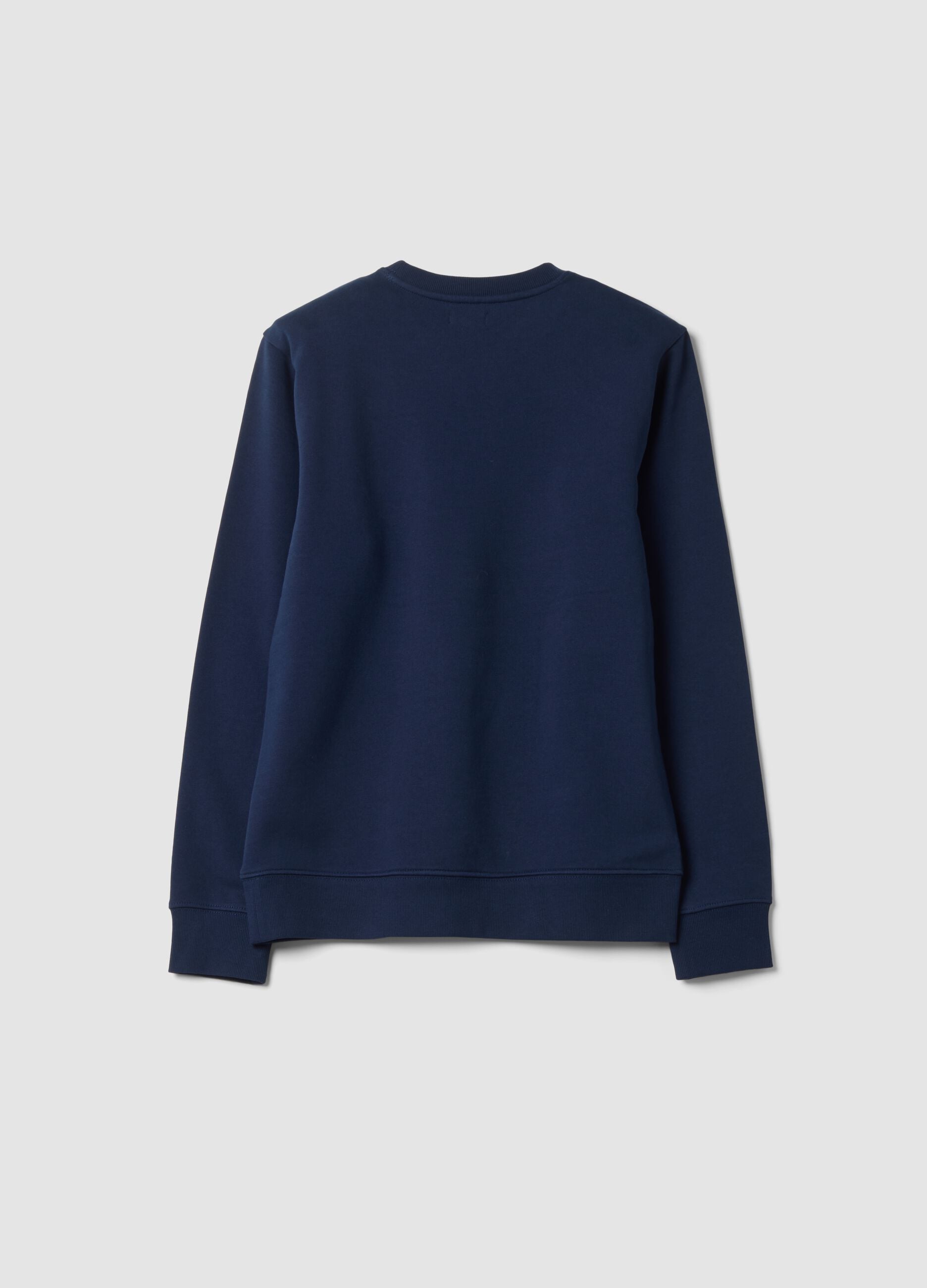 Felpa blu navy in puro cotone organico girocollo