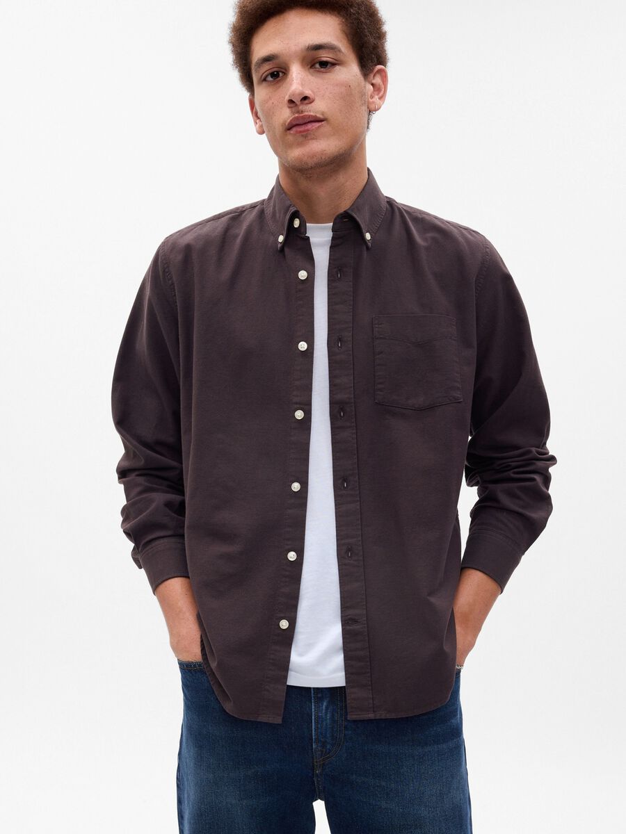Camicia regular fit in cotone oxford bio stretch_0