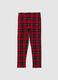 Girls' Red Checked Stretch Cotton Leggings_0