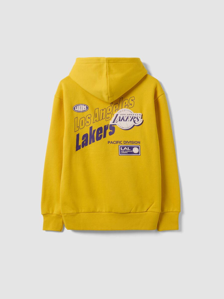 Yellow cotton-blend hoodie with Lakers print for boys_5