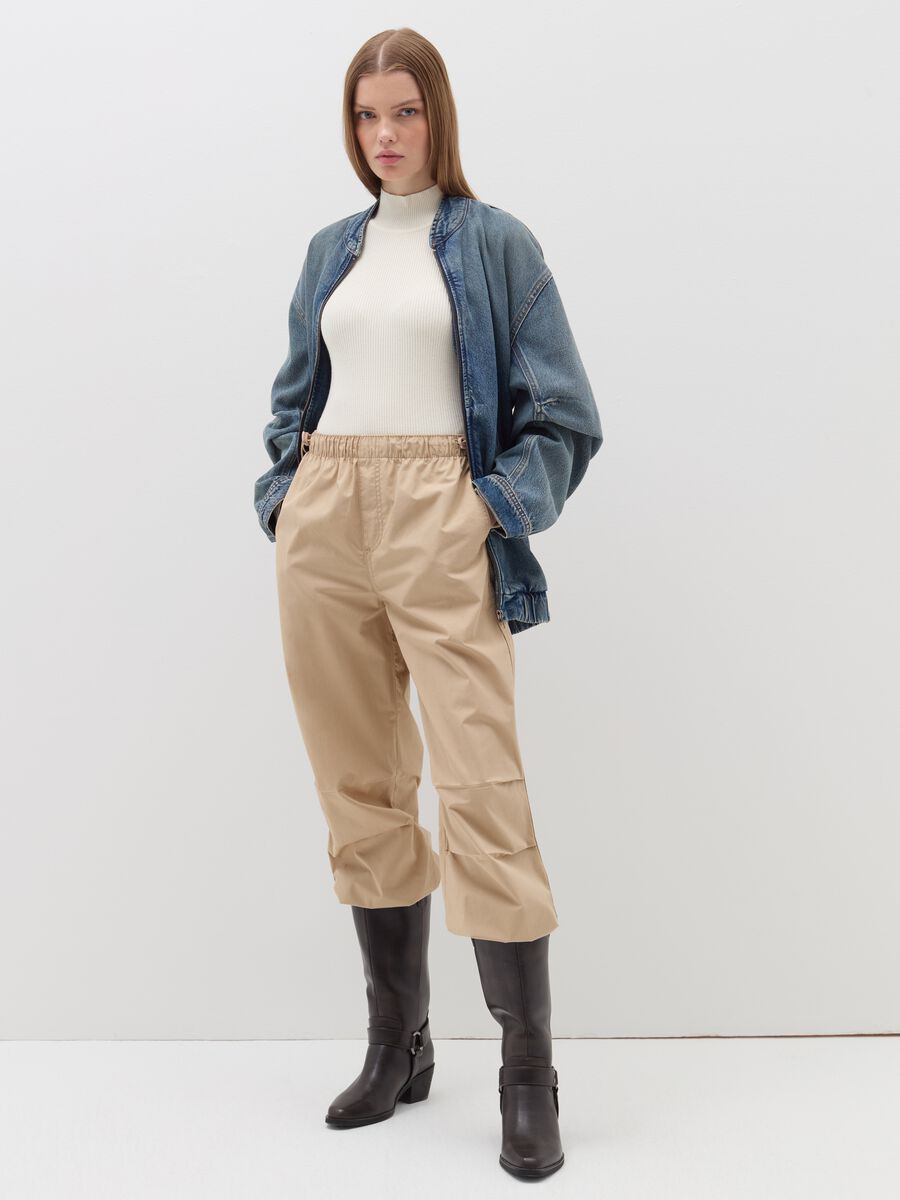 Oversized full-zip bomber jacket in denim_1