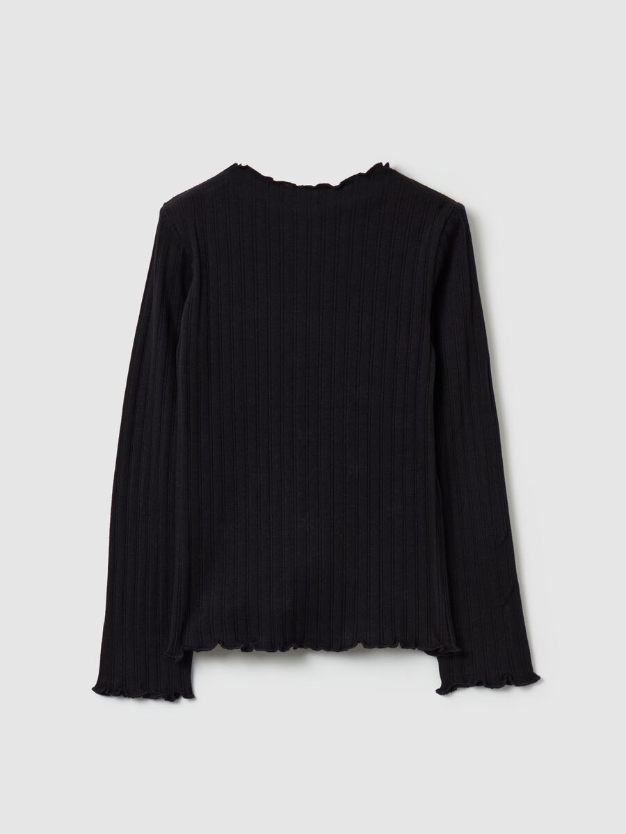 Flat-rib T-shirt with floral embroidery_1