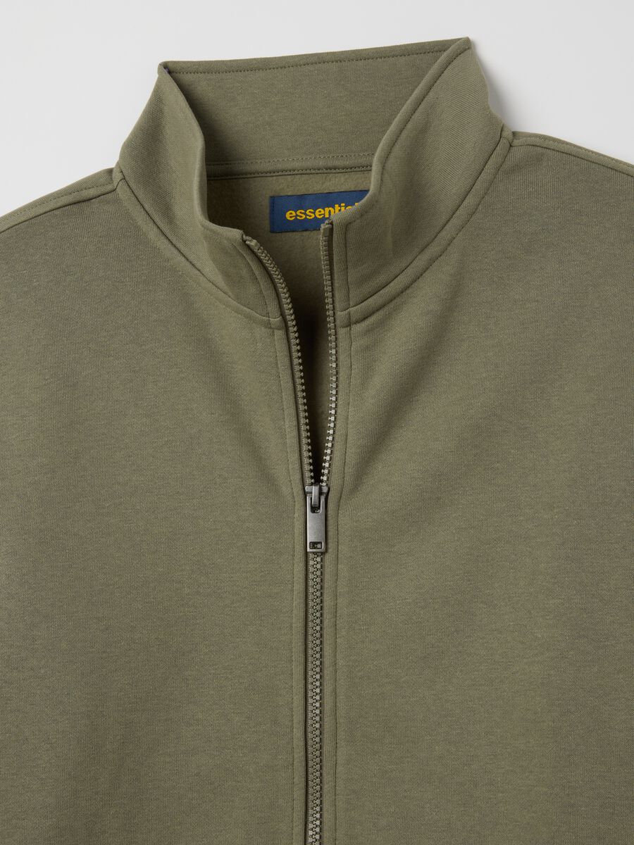 Green Cotton Blend Zip Sweatshirt_5