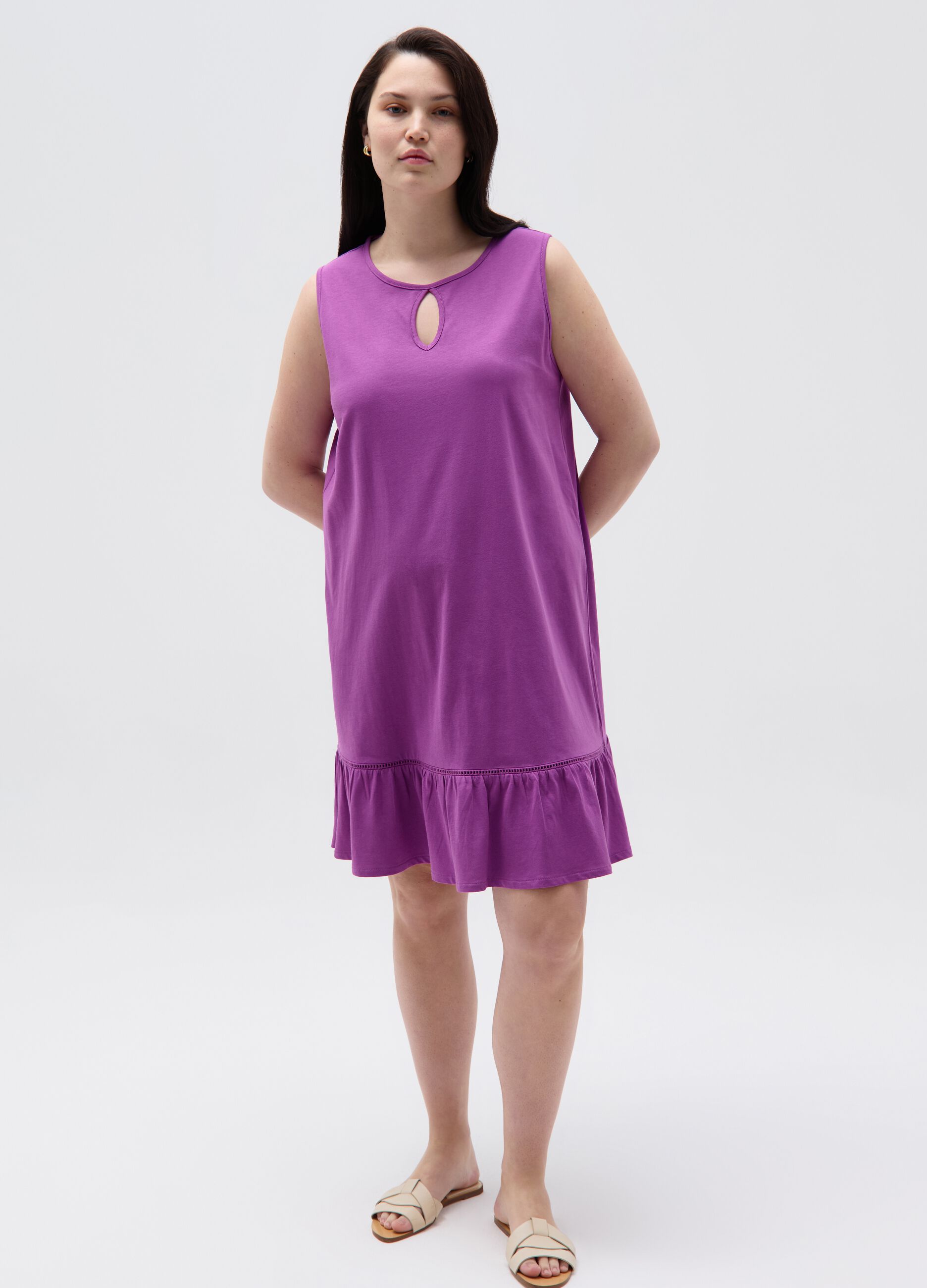 Ovs Vestito Essential corto con balza Curvy