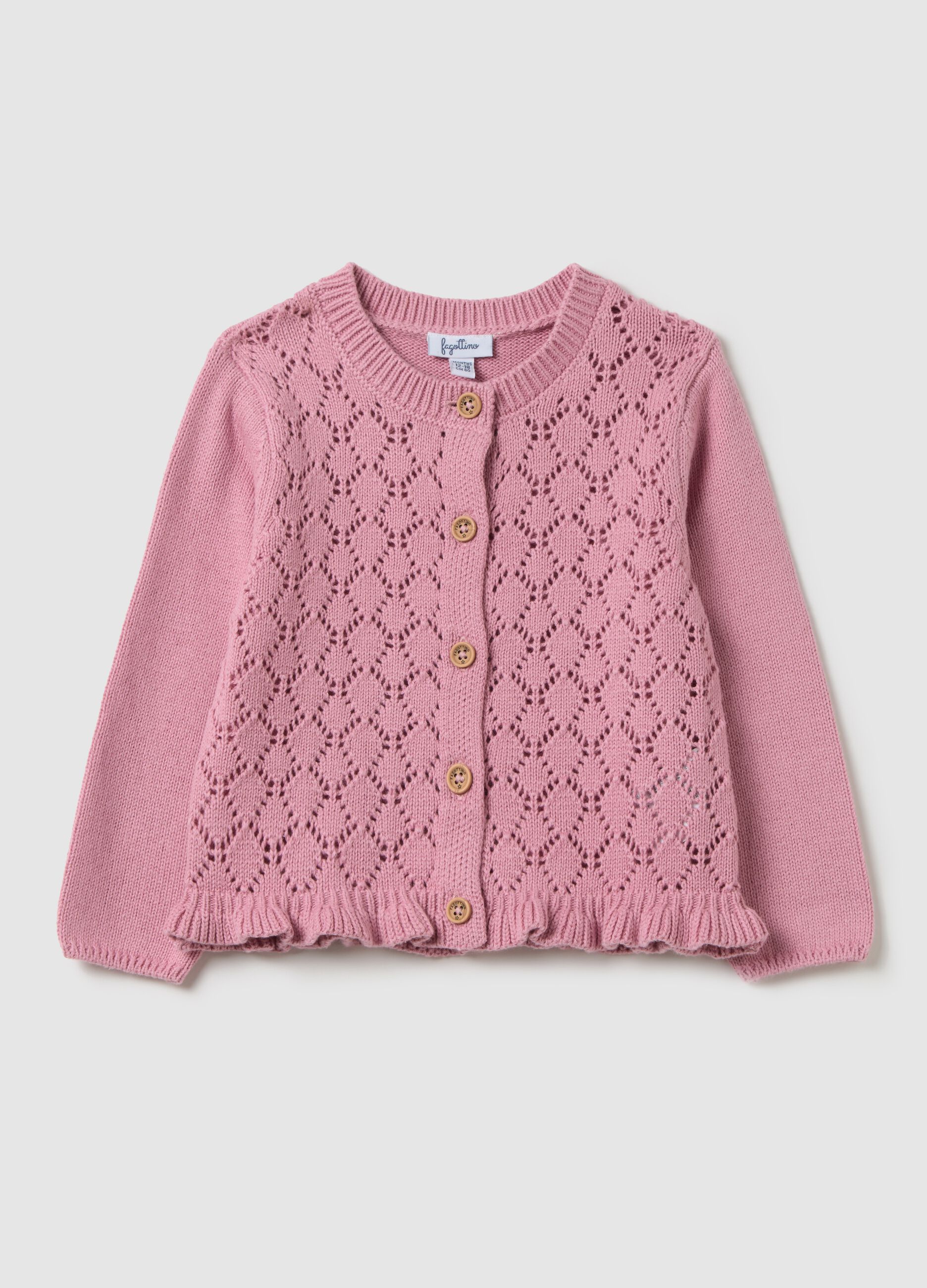 Girls' pink pure cotton cardigan