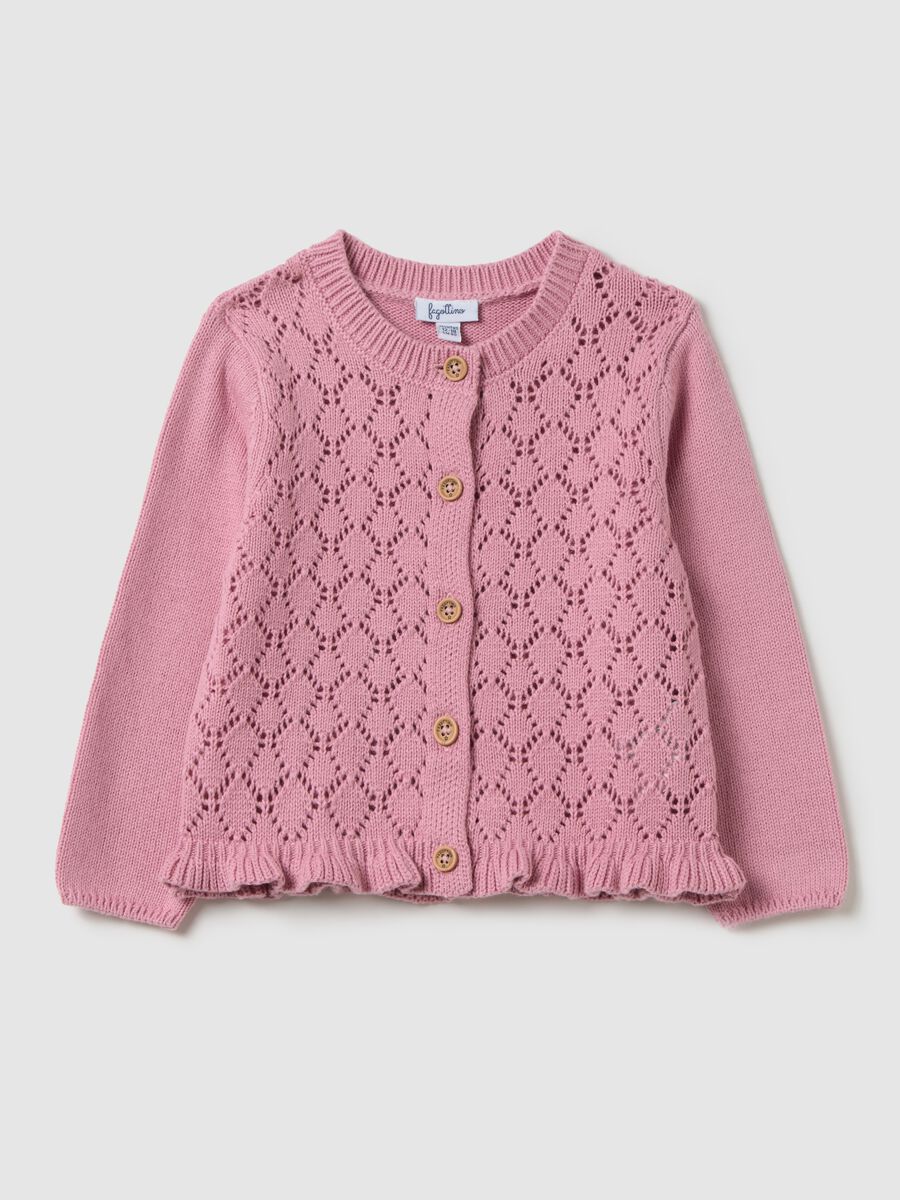Girls' pink pure cotton cardigan_0