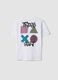 T-shirt bianca da ragazzo con logo Playstation in puro cotone relaxed fit_1