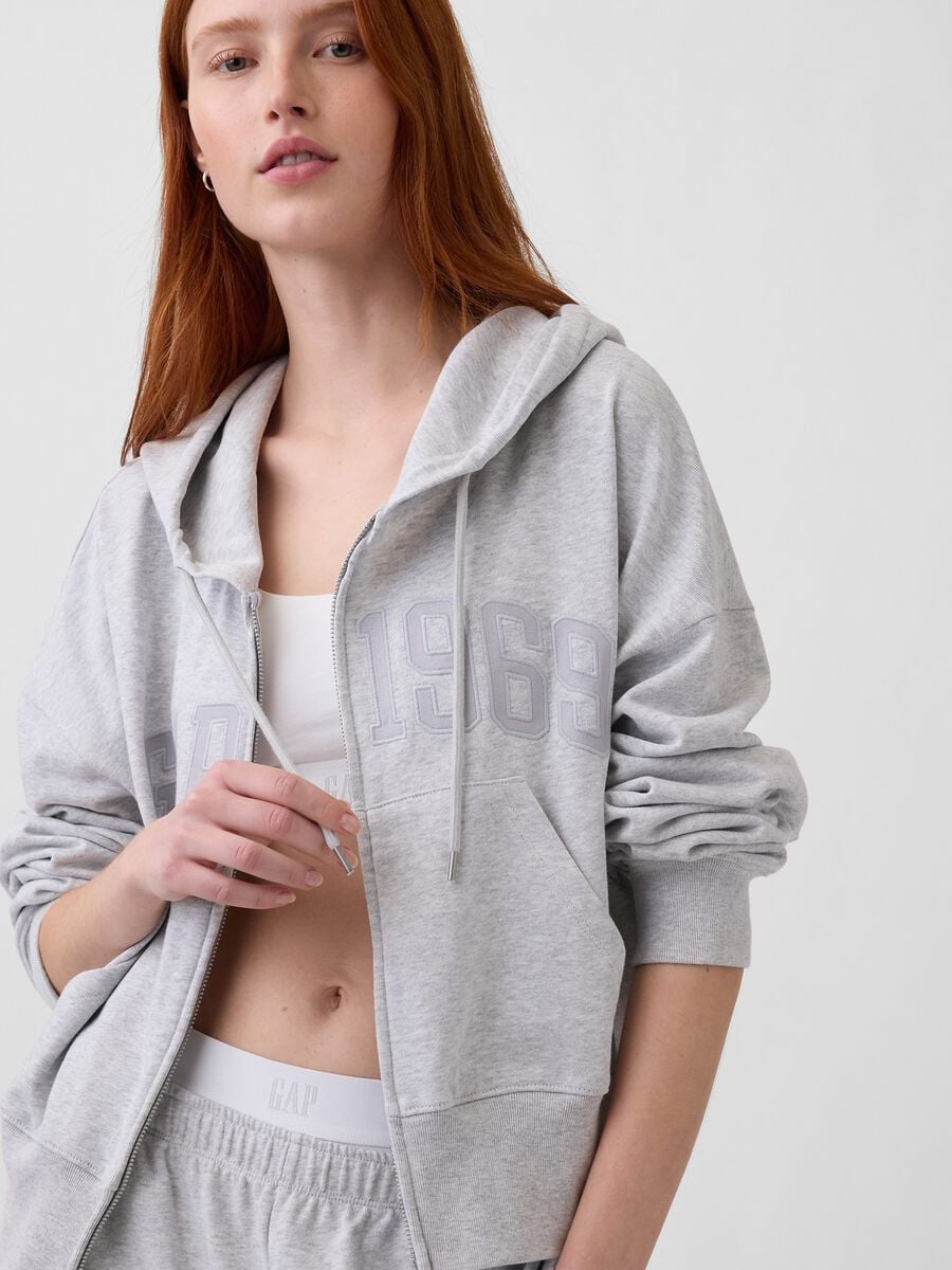 Felpa in misto cotone regular fit con logo GAP e zip_2