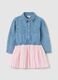Denim dress with pleated skirt_0