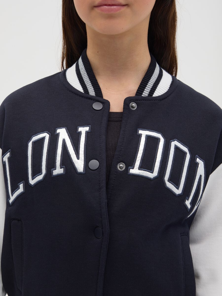 Varsity bomber jacket with "London" embroidery_2