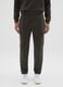 Regular fit brown cotton blend trousers_1