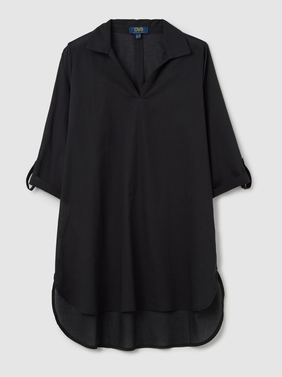 Women's black beach cover-up in 100% cotton with regular fit_4