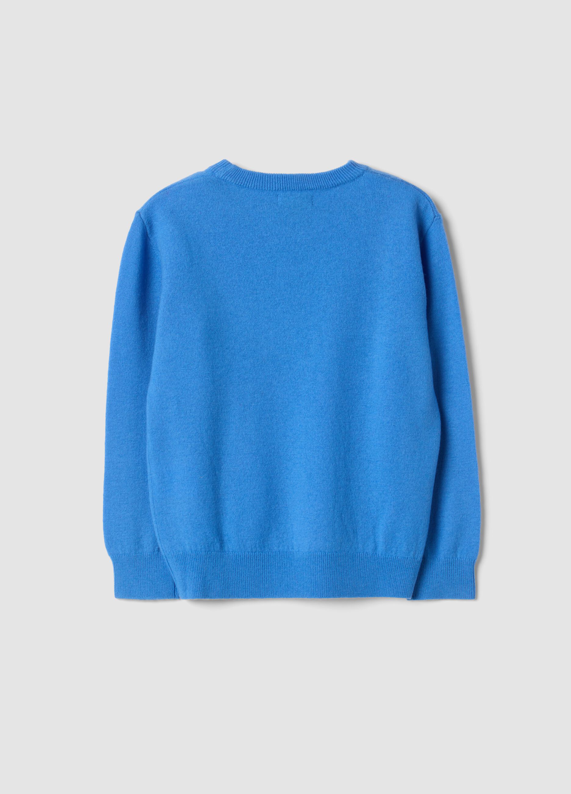Maglia azzurra in pura lana a maniche lunghe regular fit