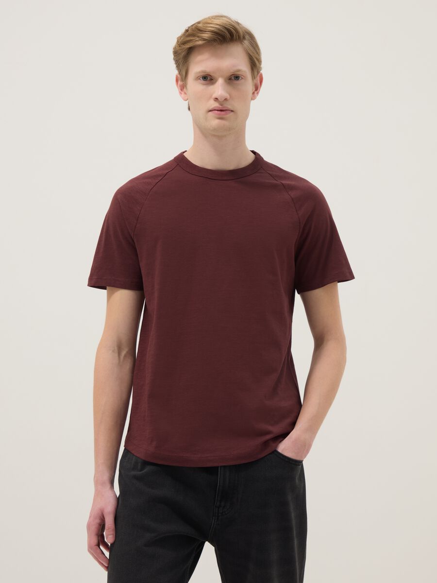 Red pure cotton regular fit T-shirt_2