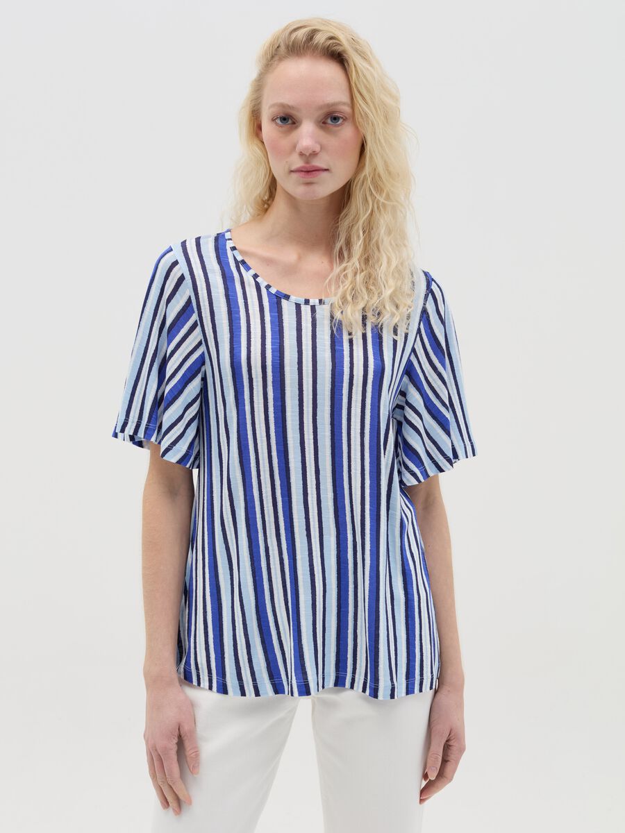Viscose T-shirt with stripes_0