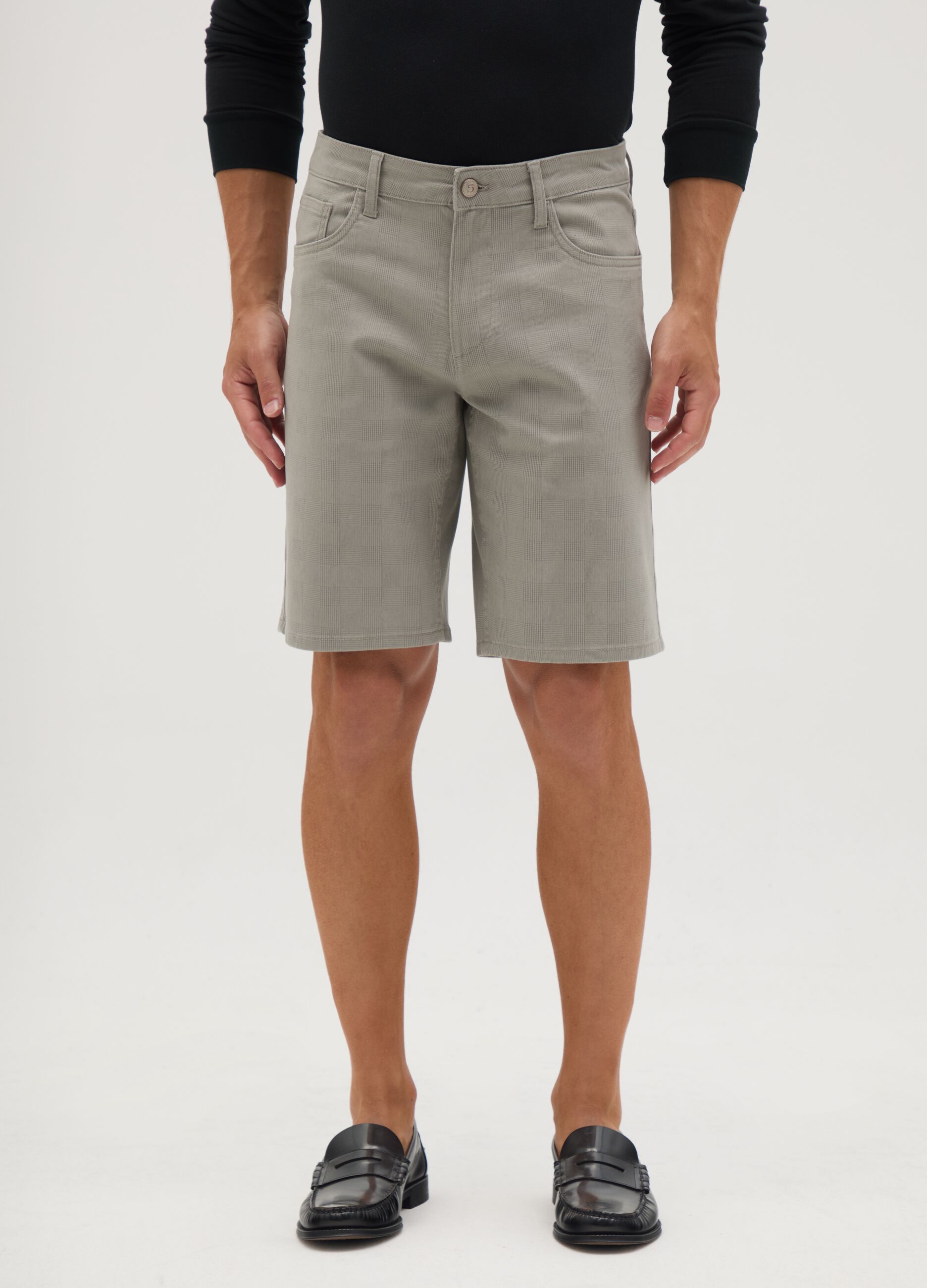 Men's Regular Fit Grey Stretch Cotton Shorts