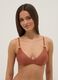 Top bikini elasticizzato marrone con imbottitura e texture glitterata_0