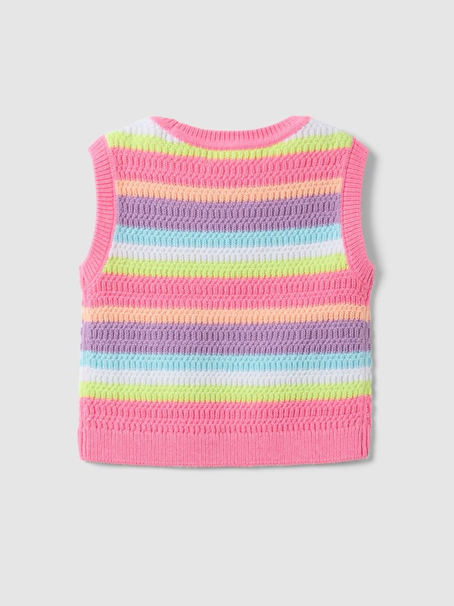 Tank top in misto cotone a righe multicolor da bambina regular fit_1