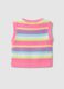 Multicoloured striped cotton blend tank top for girls with regular fit_1