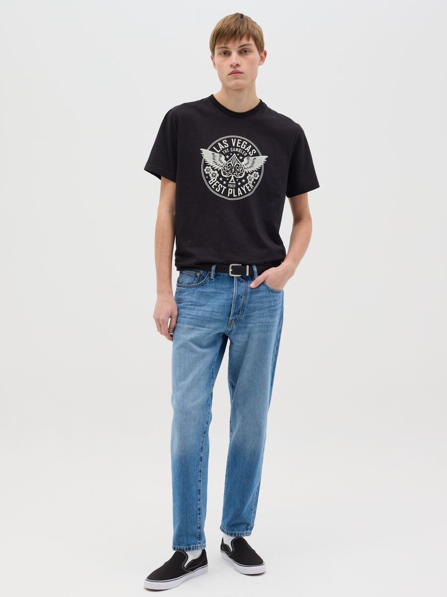 Cotton T-shirt with poker motif print_1