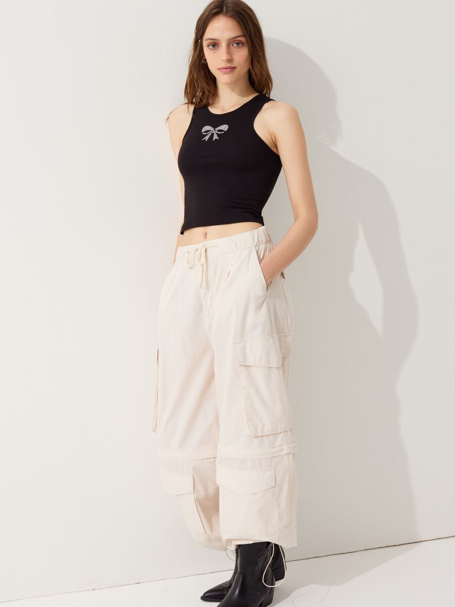 Crop tank top with diamanté bow_1