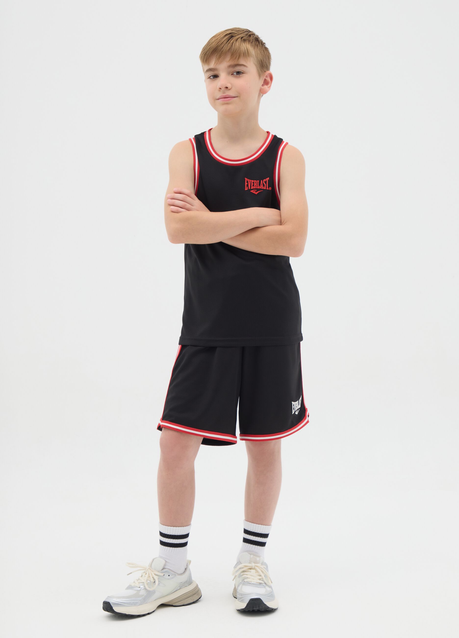 Boys' black fabric sports outfit