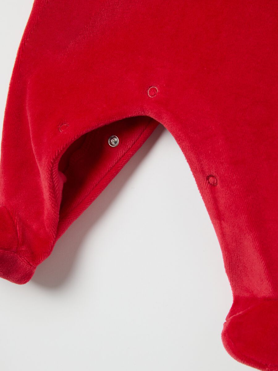 Tutina natalizia da neonato in misto cotone rossa a maniche lunghe_3