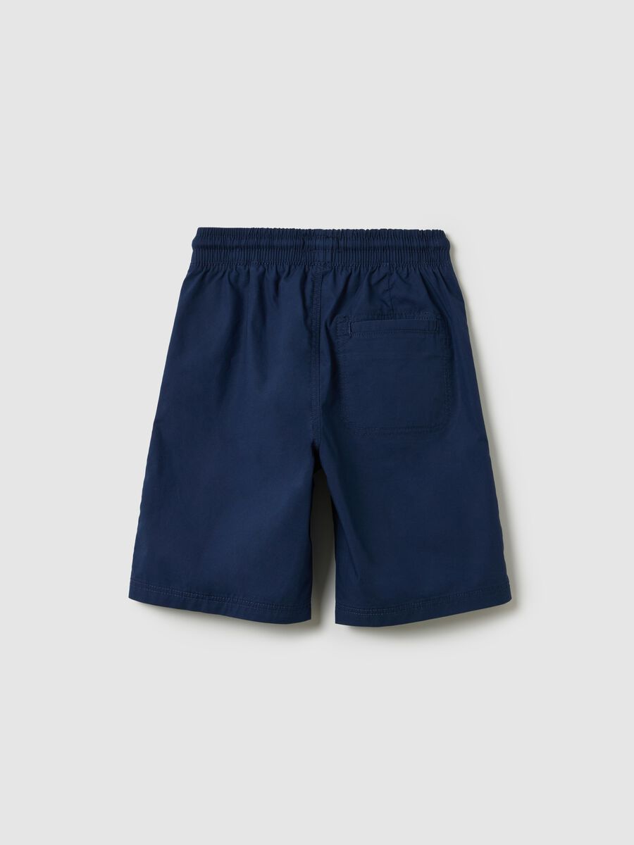 Blue boys’ shorts in 100% cotton with regular fit and  elasticated waist_1
