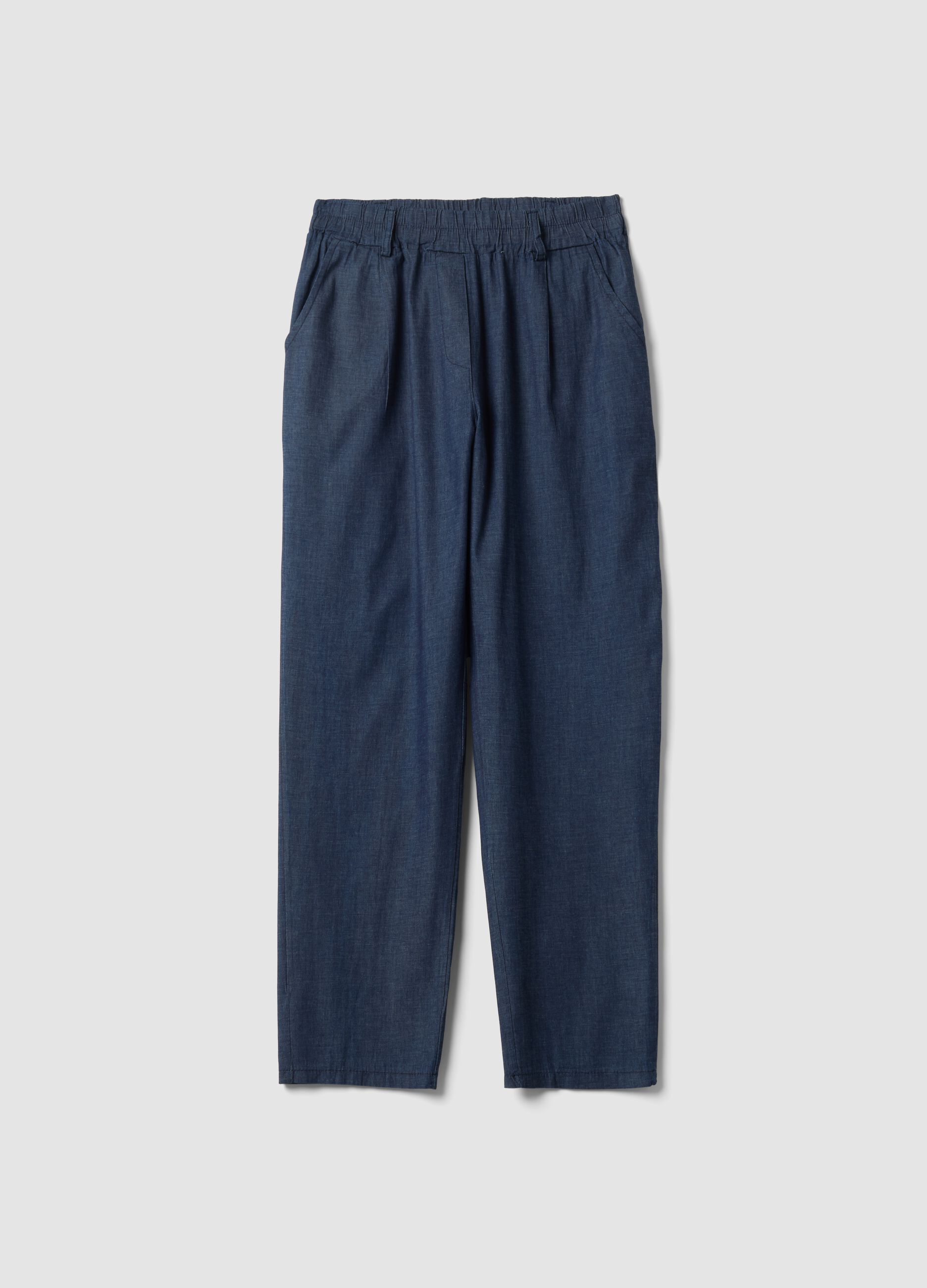Blue stretch cotton trousers