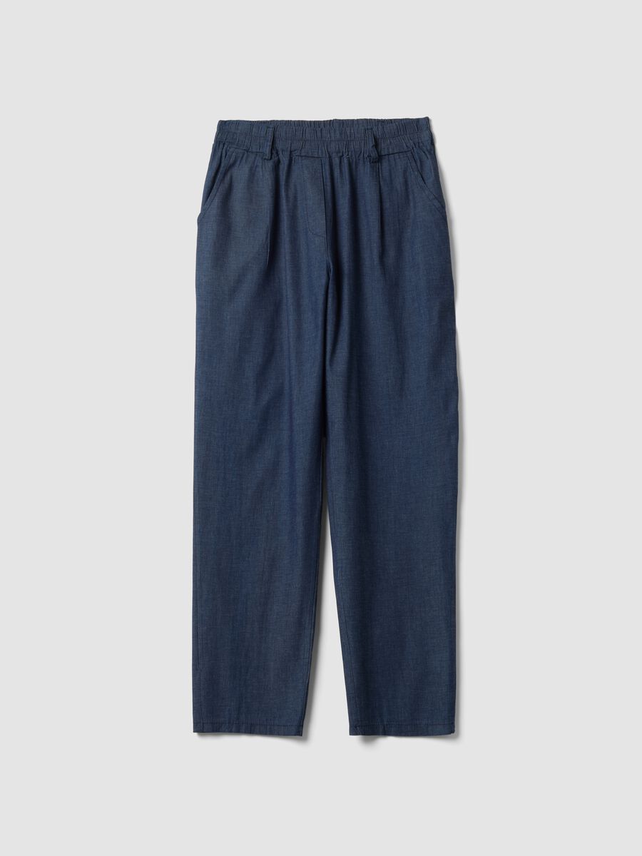 Blue stretch cotton trousers_0