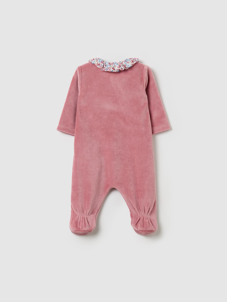 Tutina in velour con piedini fantasia floreale_1