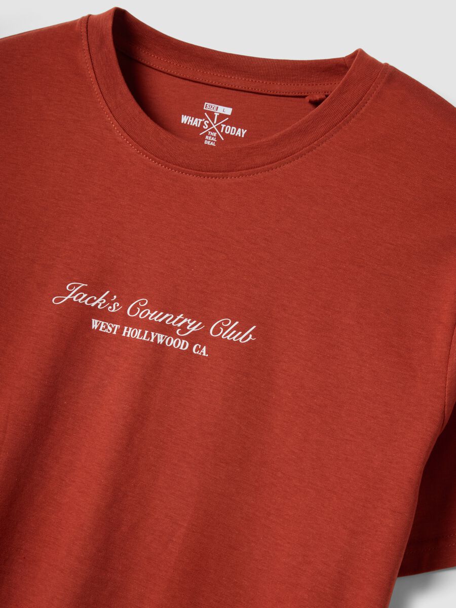 T-shirt rossa con scritta in puro cotone regular fit_1