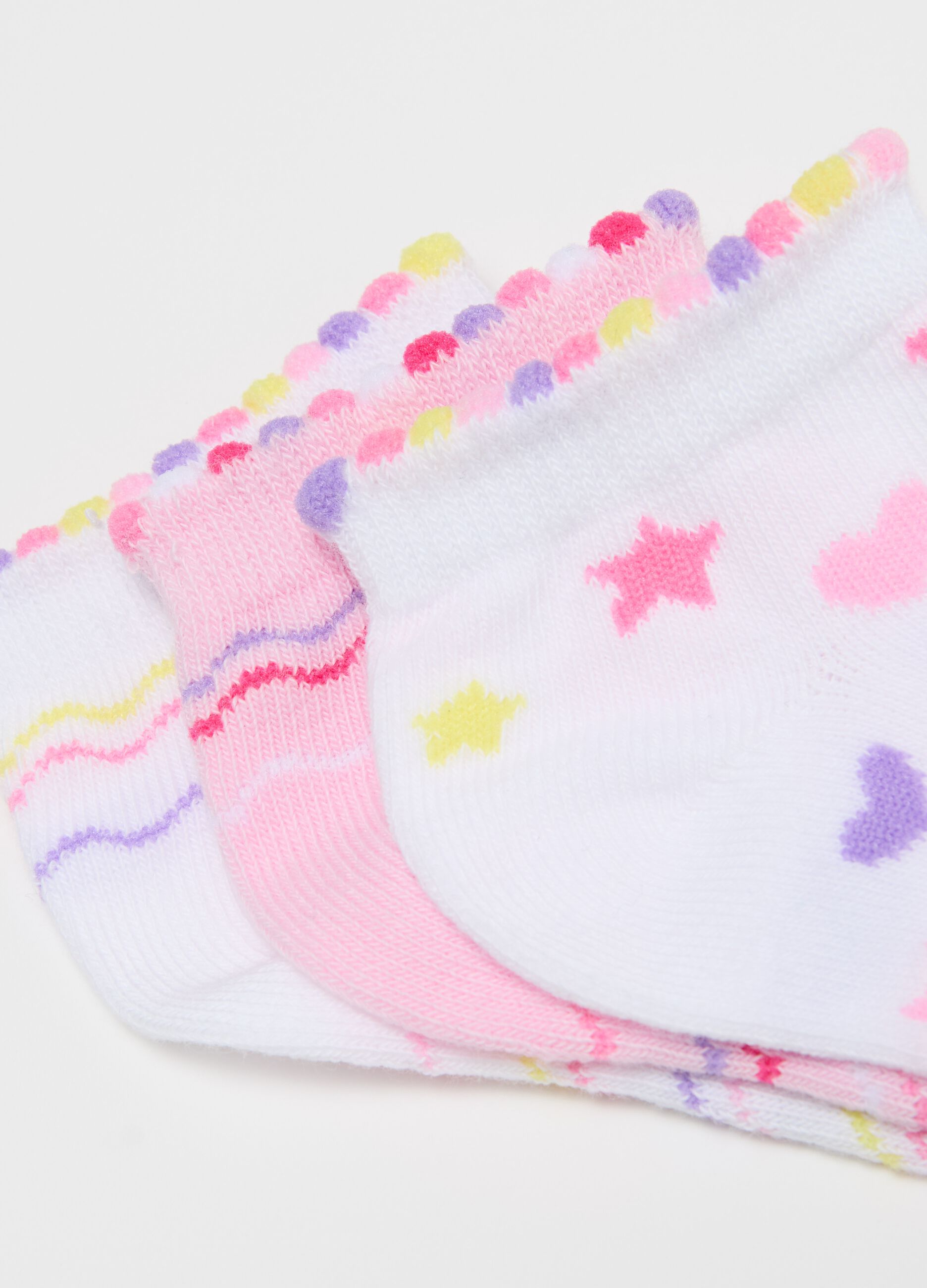 5-pack stretch shoe liners with stripes and flowers