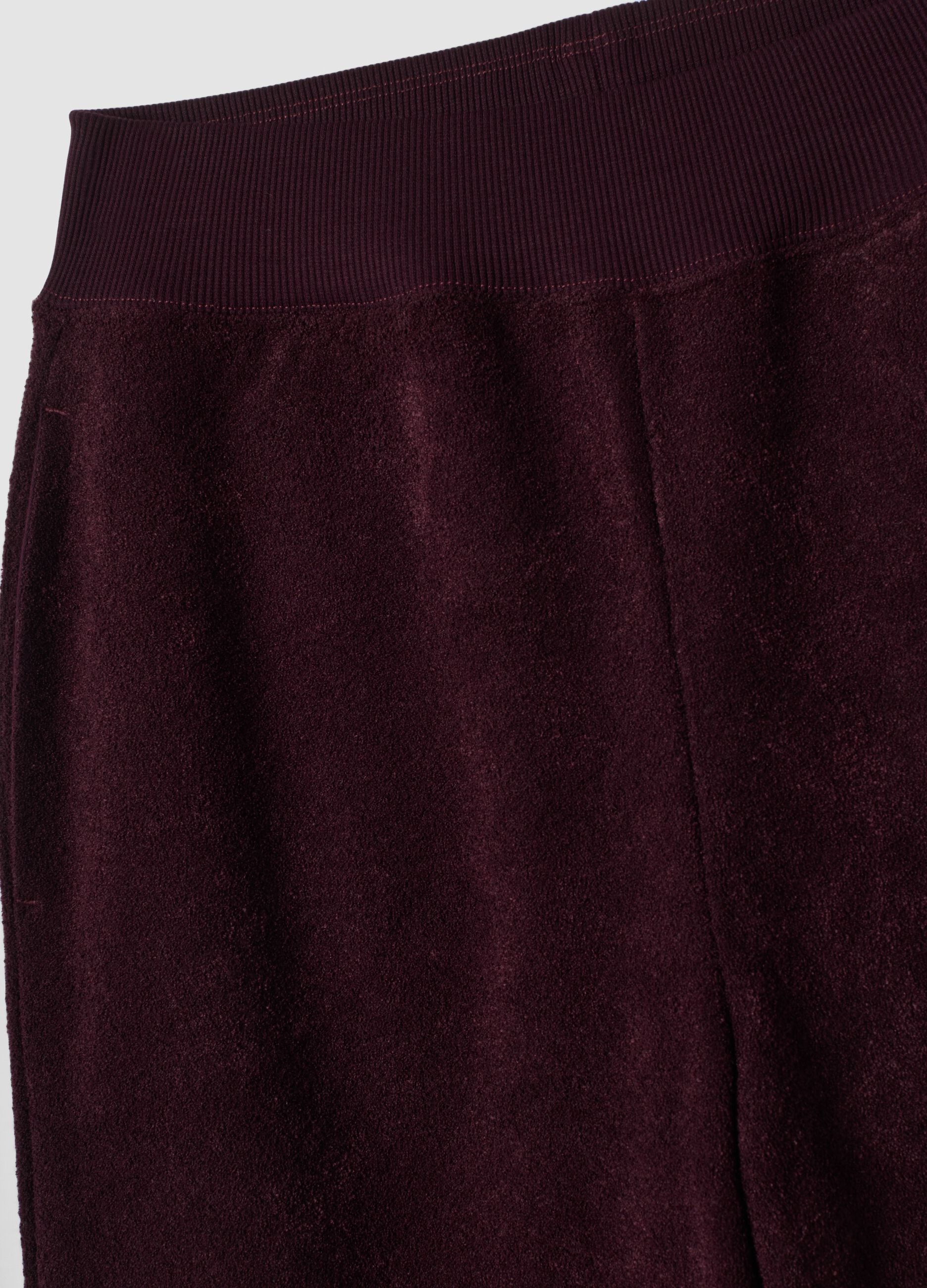 Purple viscose-blend straight-fit trousers