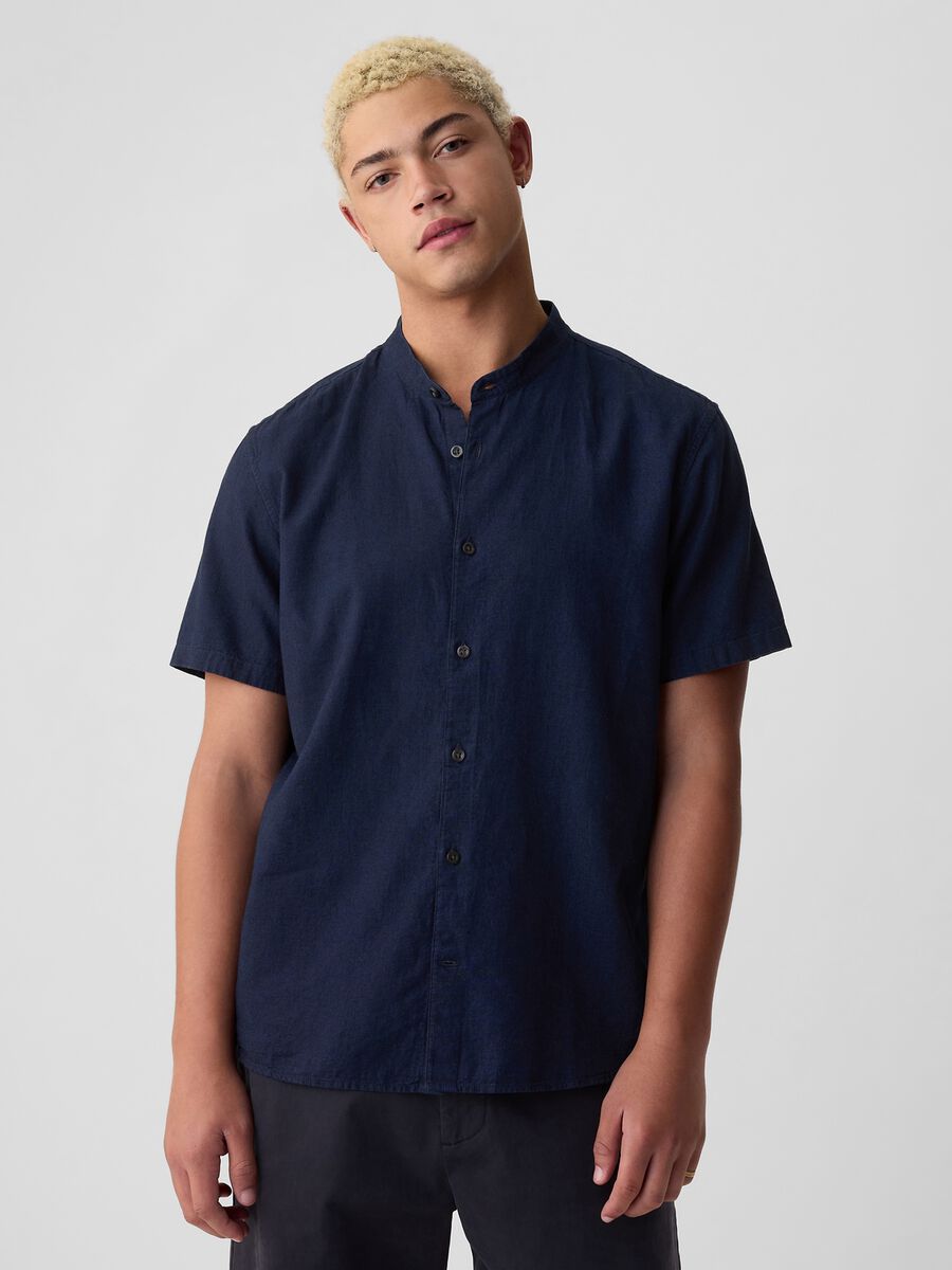 Short-sleeved shirt with Mandarin collar_0
