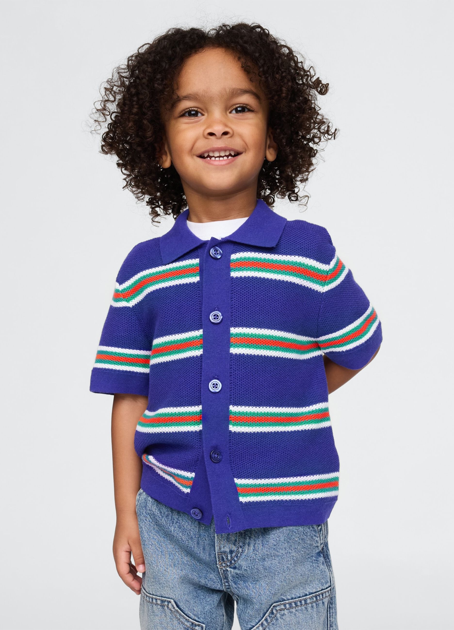Multicolour striped polo in pure cotton