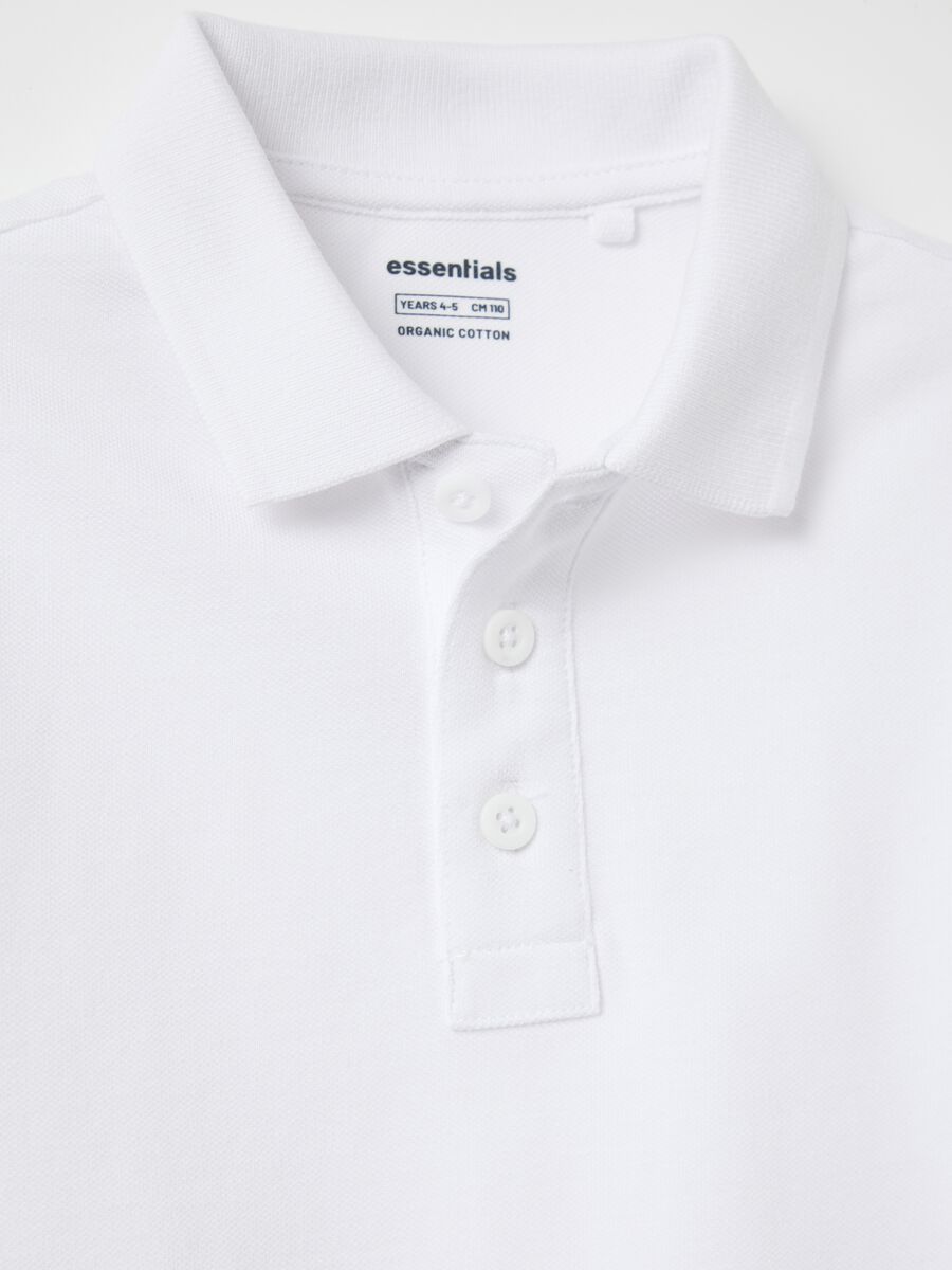White polo shirt with short sleeves in organic cotton_2
