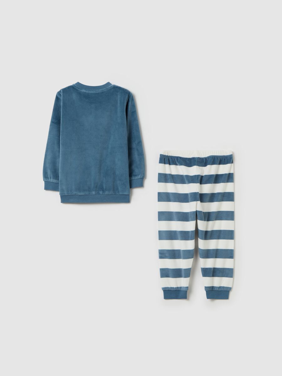 Velour pyjamas with polar bear embroidery_1