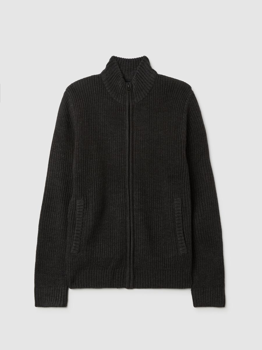 Black Cardigan with Zip Closure_0