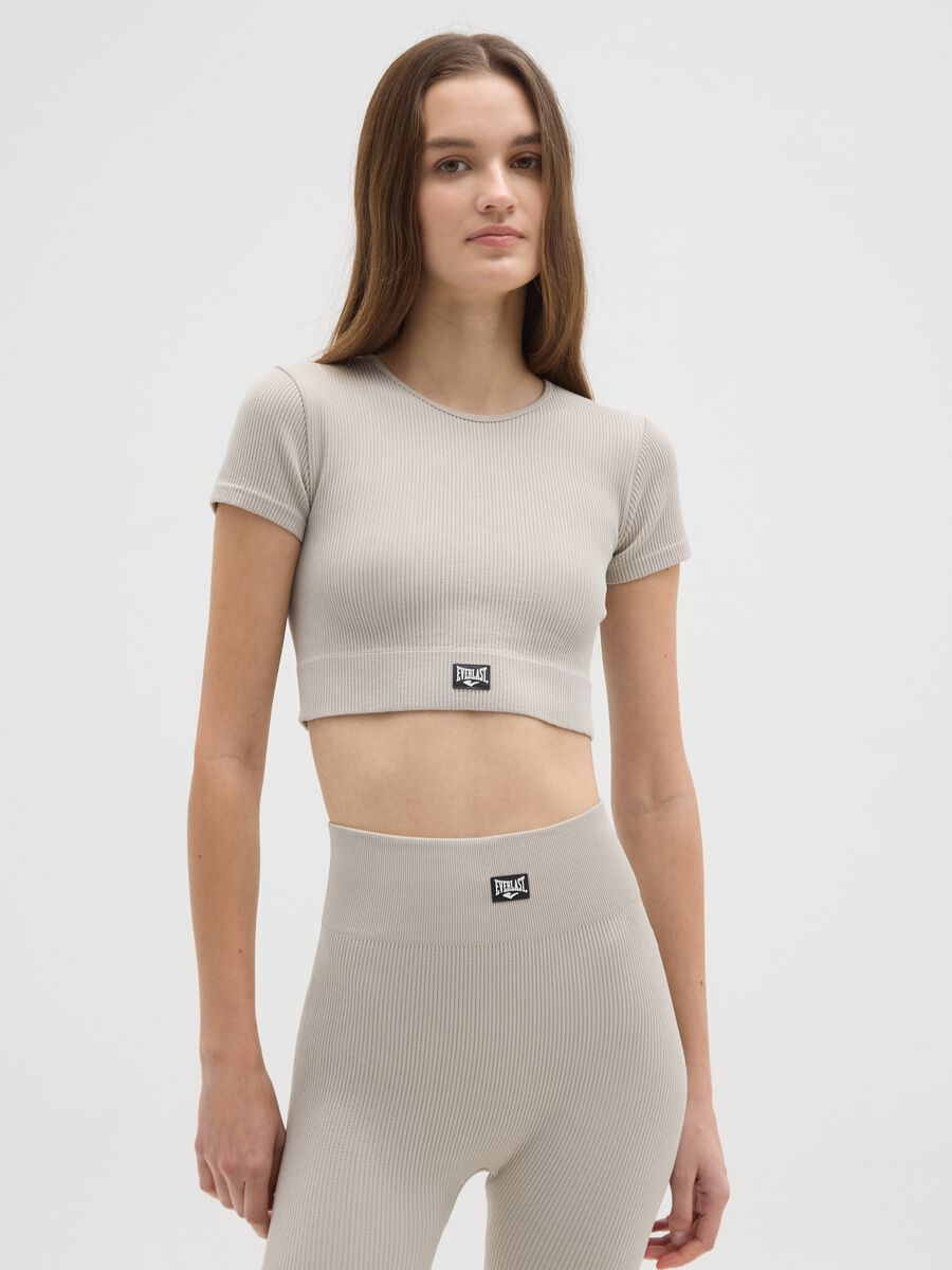 T-shirt in tessuto elasticizzato beige regular fit_0