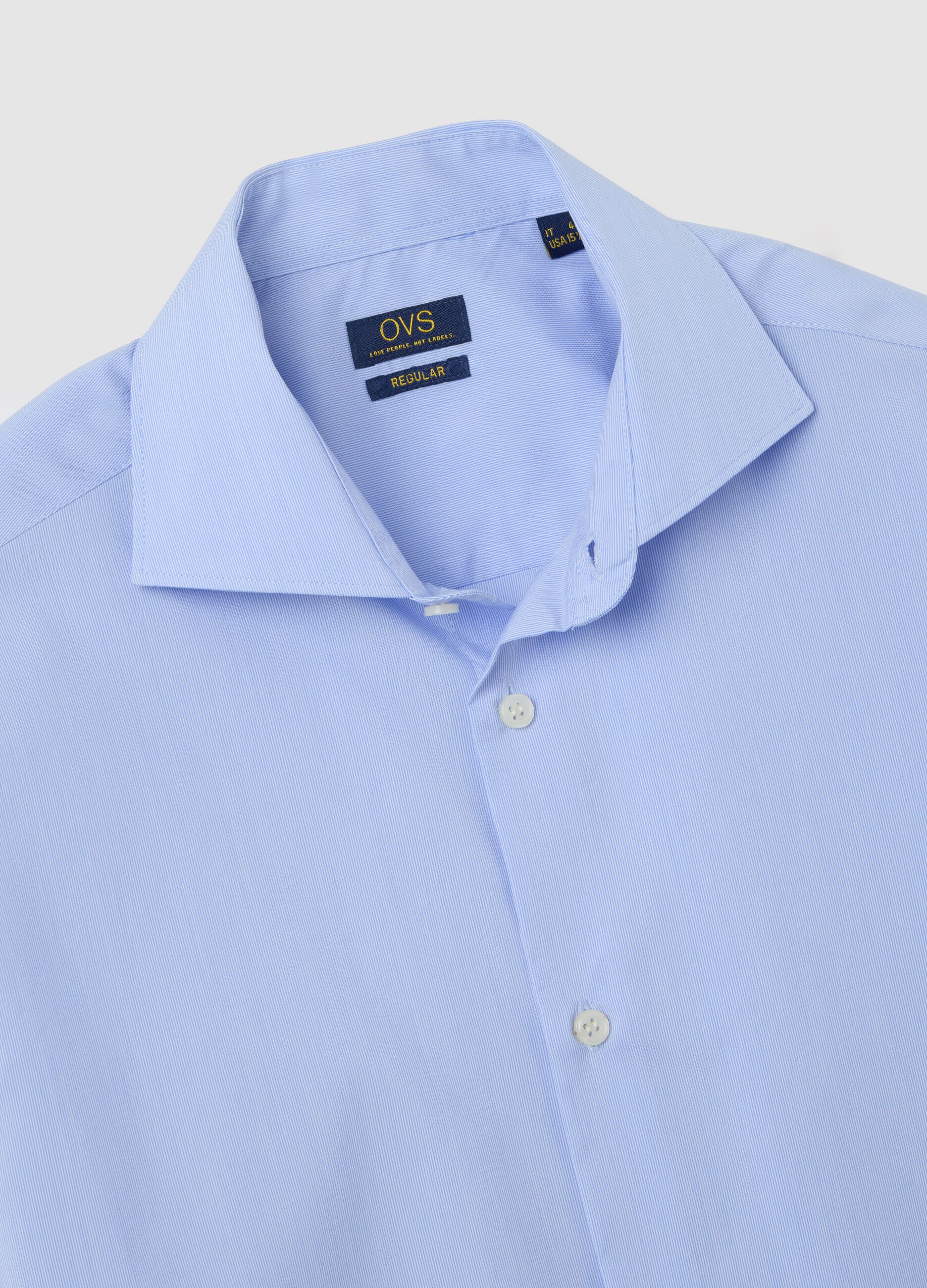 Blue slim shirt with French collar and buttons