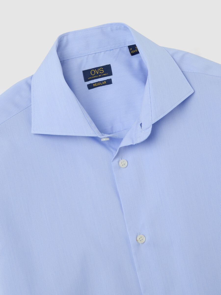 Blue slim shirt with French collar and buttons_1