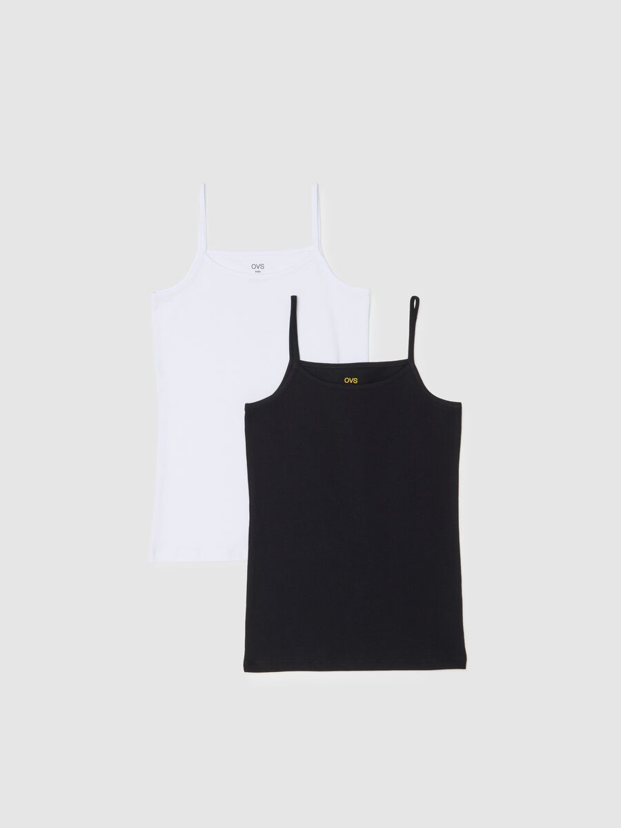 Girl's multicolour tank top twin pack in regular fit cotton blend_0