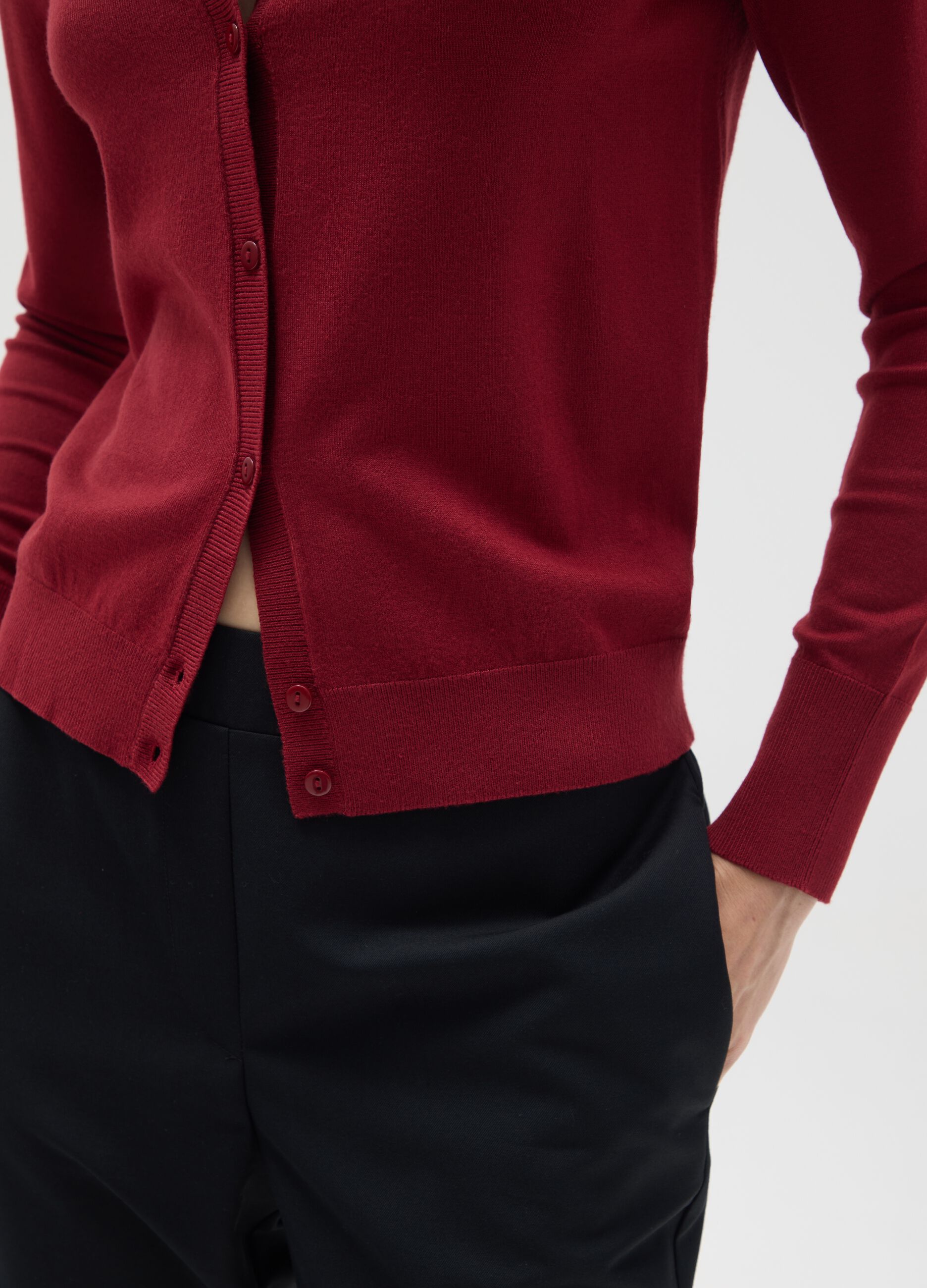 Red viscose blend cardigan regular fit