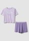 Girls&rsquo; purple short pyjamas in 100% organic cotton with slogan_0