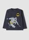 Blue pure cotton Batman print oversized T-shirt_0